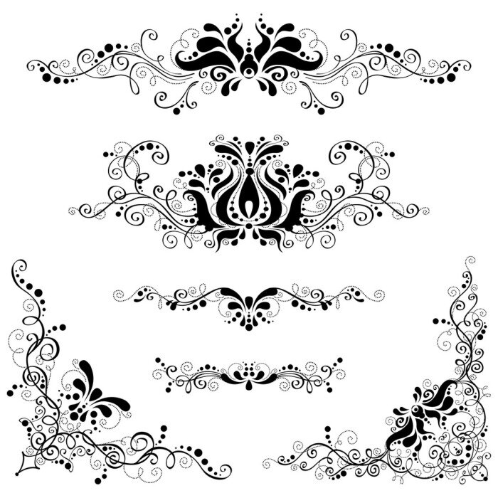 Papier peint  Ornement floral rétro