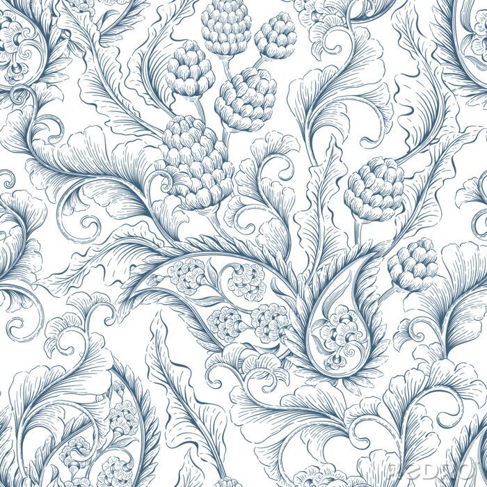 Papier peint  Ornement floral sans couture