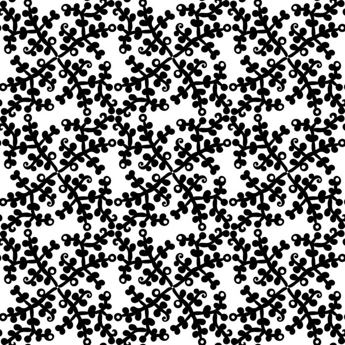 Papier peint  Ornement noir et blanc peint à la main