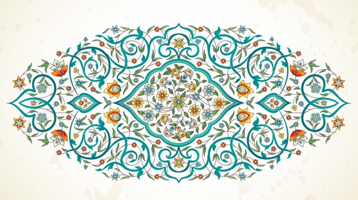 Papier peint  Ornement végétal sur fond clair