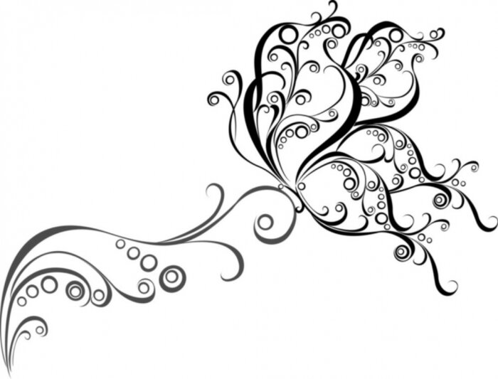 Papier peint  Ornementation diagonale en forme de fleur et de papillon