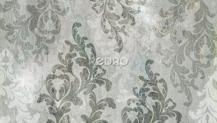 Papier peint  Ornements vintage en nuances de gris et de vert