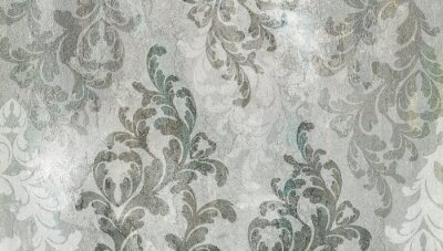 Papier peint  Ornements vintage en nuances de gris et de vert
