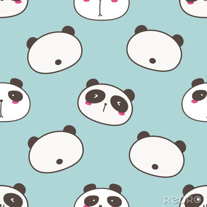 Papier peint  Ours mignons sur fond bleu