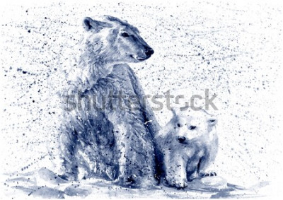 Papier peint  Ours polaires illustration abstraite