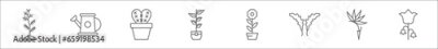 Papier peint  outline set of plants line icons. linear vector icons such as dry tree, watering can, cactus, rubber plant, flower pot, arugula, strelitzia, flower