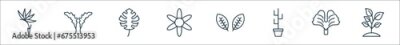 Papier peint  outline set of plants line icons. linear vector icons such as strelitzia, arugula, monstera, amaryllis, leaves, cactus, ginkgo, plant