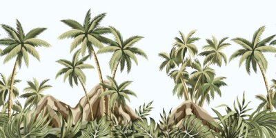 Papier peint  Palmes et feuilles de style vintage