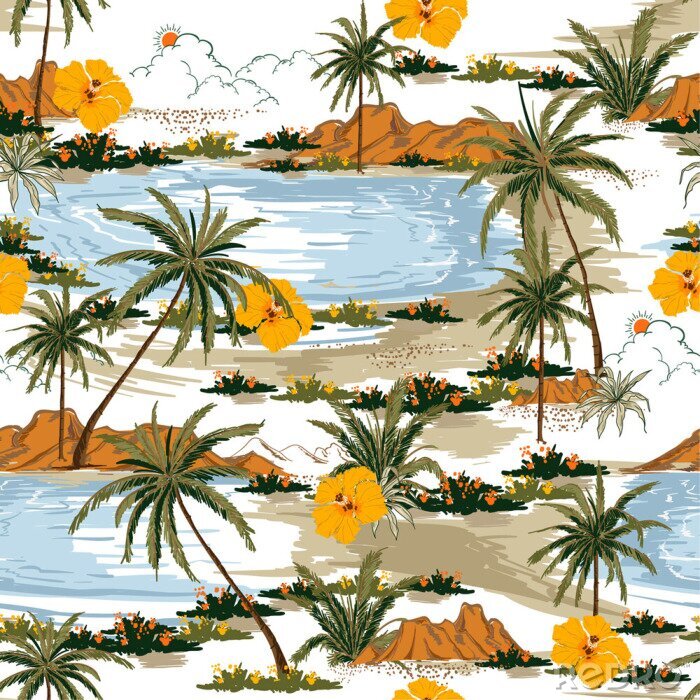 Papier peint  Palmiers sur la plage