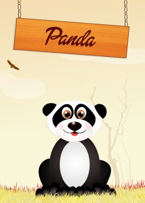 Papier peint  Panda dessin avec inscription