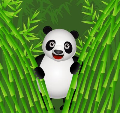 Panda heureux dans une forêt de bambous