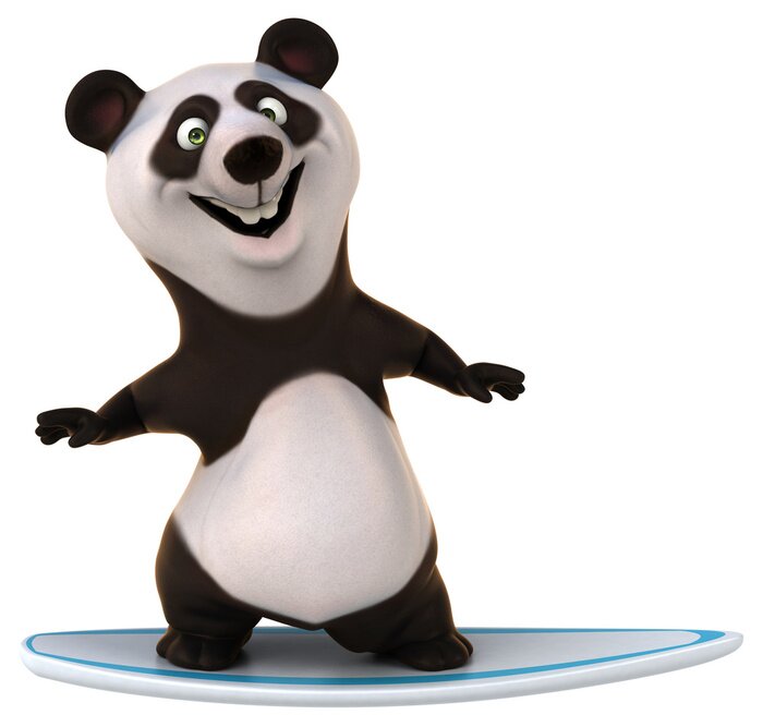 Papier peint  Panda sur une planche de surf