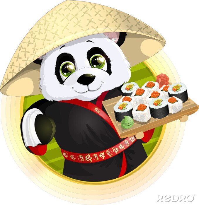 Papier peint  Panda Sushi