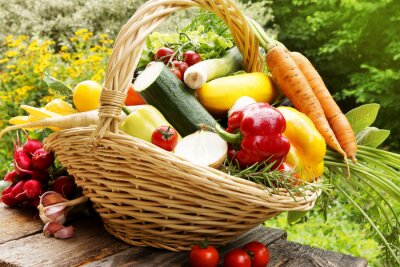 Papier peint  Panier de légumes dans un jardin