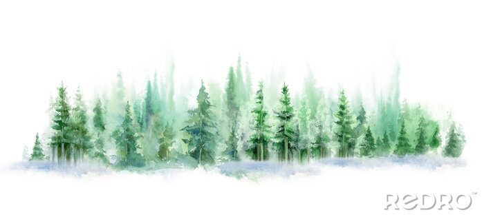 Papier peint  Panorama artistique d'une forêt