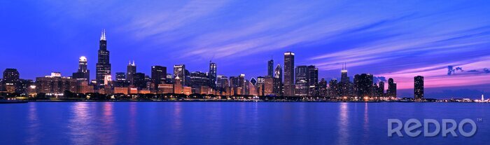 Papier peint  Panorama Chicago bleu clair