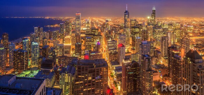 Papier peint  Panorama Chicago de nuit