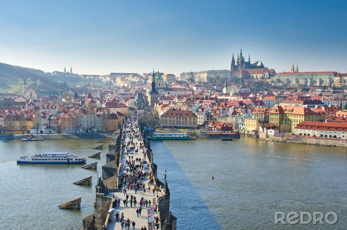Papier peint  Panorama d'un pont à Prague