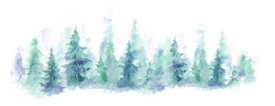 Panorama d'une forêt peint à l'aquarelle