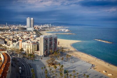 Papier peint  Panorama d'une plage à Barcelone