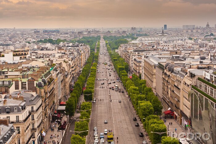 Papier peint  Panorama d'une rue parisienne