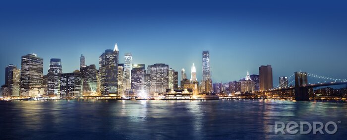 Papier peint  Panorama d'une ville de nuit New York