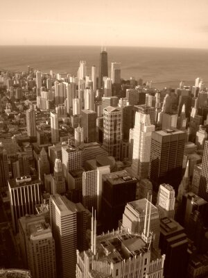 Papier peint  Panorama de Chicago en sépia