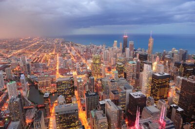 Papier peint  Panorama de Chicago vue aérienne