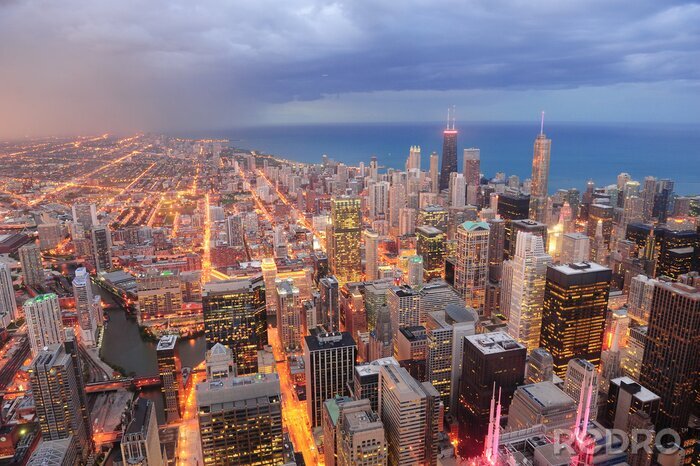 Papier peint  Panorama de Chicago vue aérienne