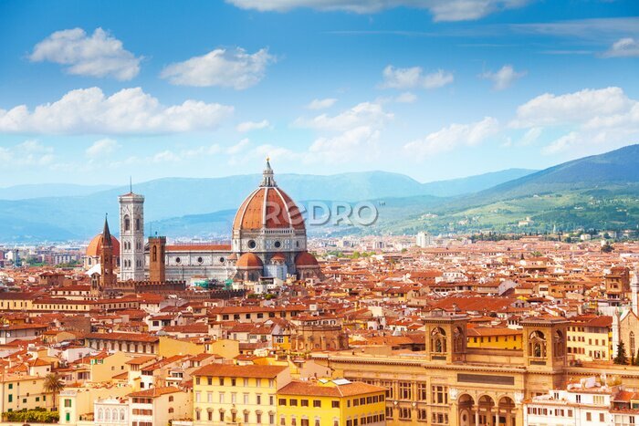 Papier peint  Panorama de Florence avec la cathédrale Sainte-Marie