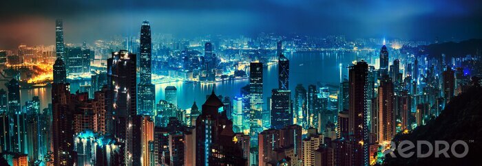 Papier peint  Panorama de Hongkong la nuit