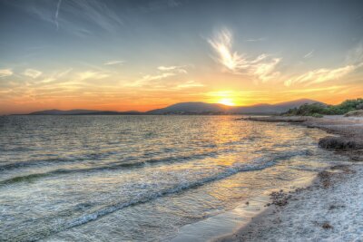 Papier peint  Panorama de la mer et du coucher de soleil