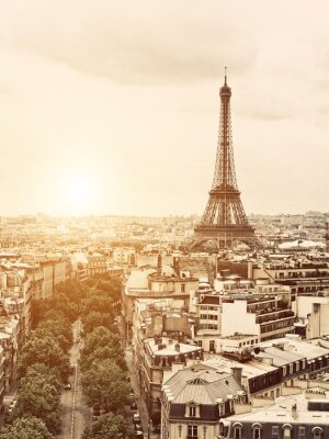 Papier peint  Panorama de la Tour Eiffel en sépia