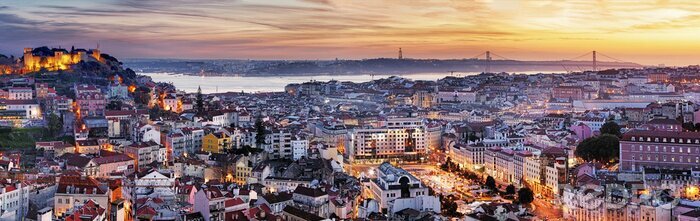 Papier peint  Panorama de la ville de Lisbonne