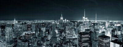 Papier peint  Panorama de la ville de New York avec des lumières