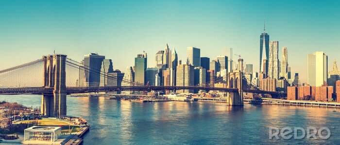 Papier peint  Panorama de la ville de New York avec un pont