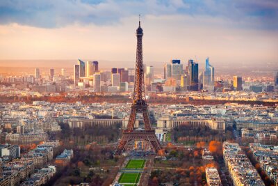Papier peint  Panorama de la ville de Paris en début de soirée