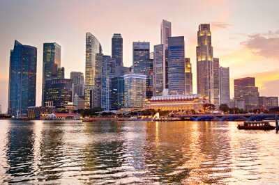 Panorama de la ville de Singapour au coucher du soleil