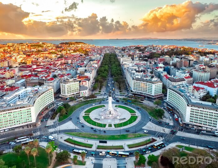 Papier peint  Panorama de Lisbonne vue aérienne