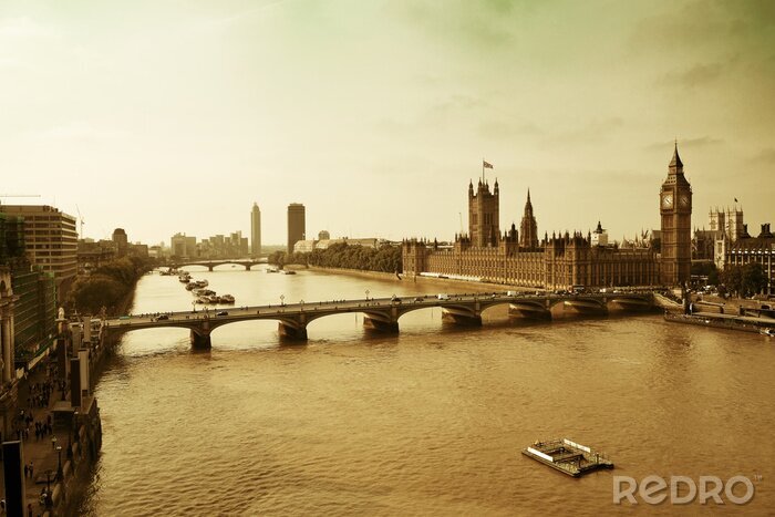 Papier peint  Panorama de Londres en sépia