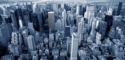 Papier peint  Panorama de Manhattan aux tonalités de bleu