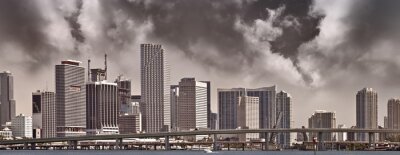 Papier peint  Panorama de Miami noir et blanc