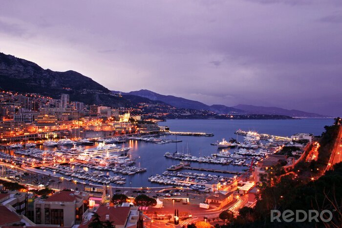 Papier peint  Panorama de Monaco au crépuscule