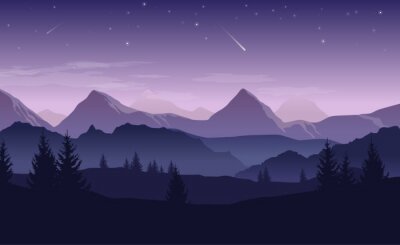 Panorama de montagnes en violet