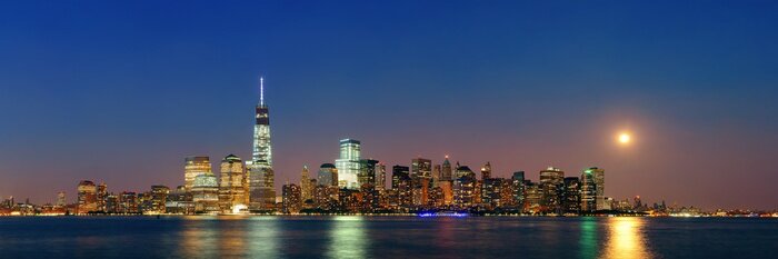 Papier peint  Panorama de New York avec la lune