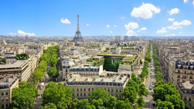 Papier peint  Panorama de Paris et ciel bleu