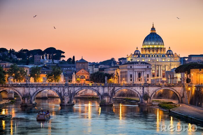 Papier peint  Panorama de Rome le soir