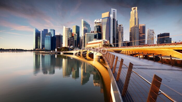Papier peint  Panorama de Singapour avec des gratte-ciel