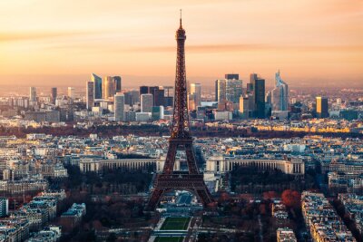 Papier peint  Panorama de ville avec la Tour Eiffel