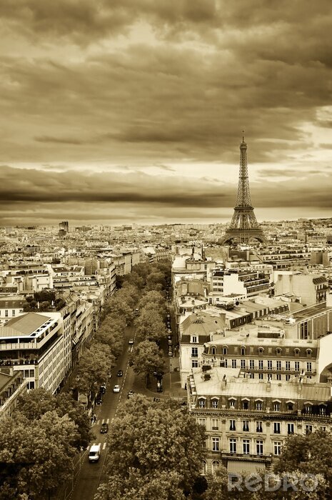 Papier peint  Panorama de ville sépia